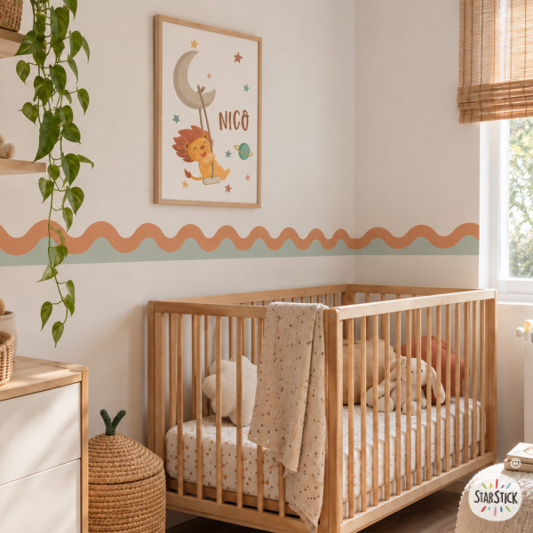 Bande adhésive à double vague colorée | Décoration murale