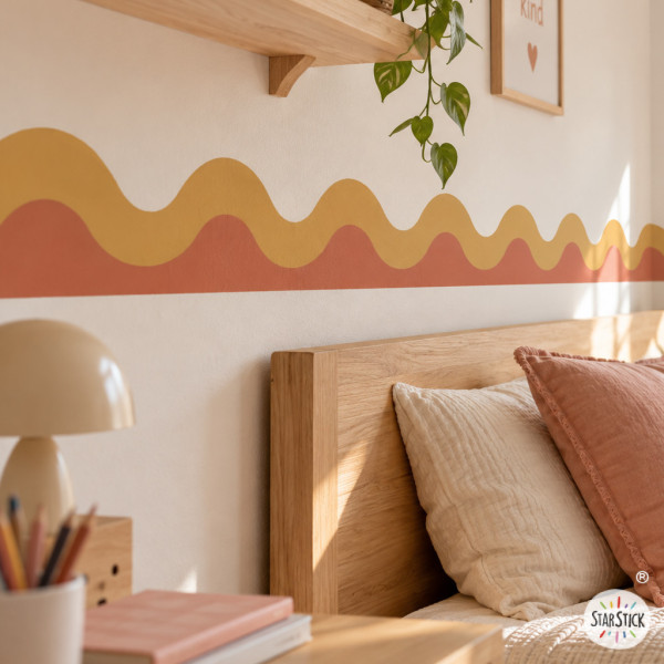 Bande adhésive à double vague colorée | Décoration murale