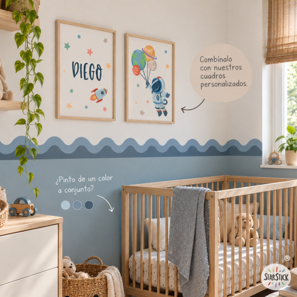 Cenefa adhesiva de doble ona de colors | Decoració de parets