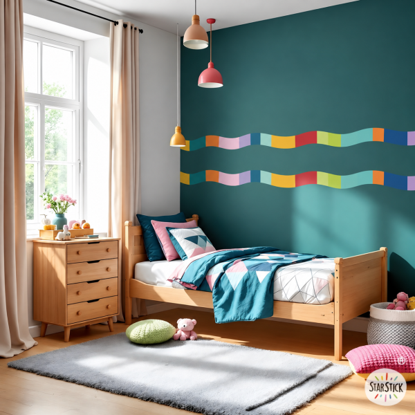 Bande adhésive ondulée multicolore | Décoration murale