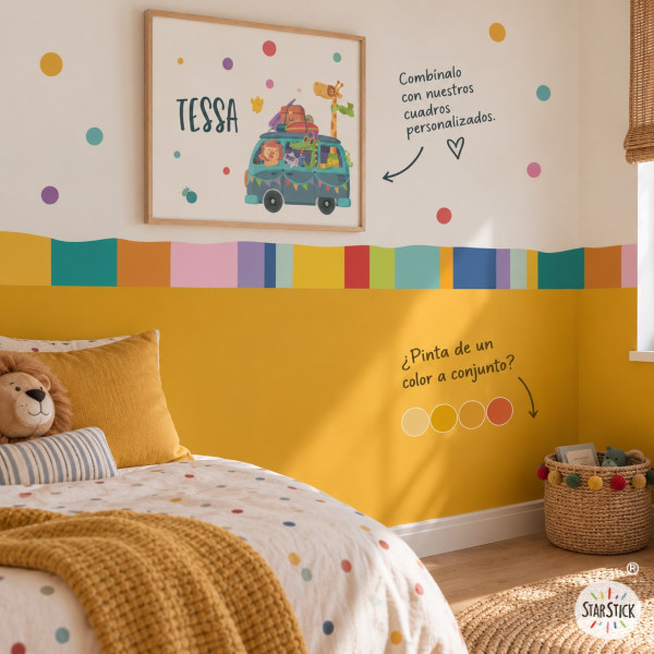 Multicolour Wavy Adhesive Border | Wall Decor
