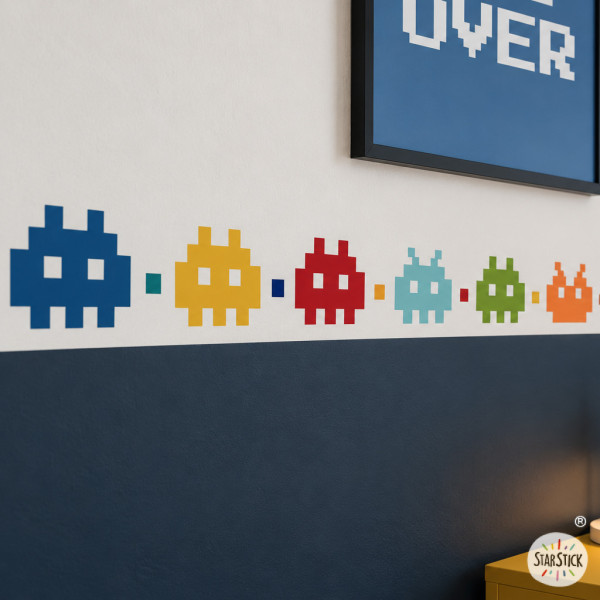 Cenefa gamer autoadhesiva | Decoración habitaciones juveniles