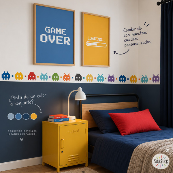 Cenefa gamer autoadhesiva | Decoración habitaciones juveniles