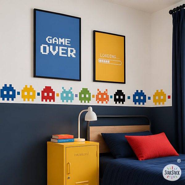 Cenefa gamer autoadhesiva | Decoración habitaciones juveniles
