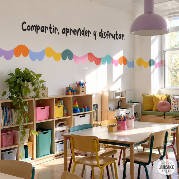 Bande adhésive ondulée et colorée | Décoration murale joyeuse