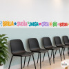 Bande adhésive éducative avec mots et couleurs pour décorer les murs des salles de classe et des écoles