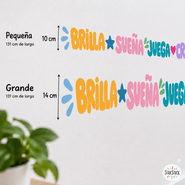 Educational adhesive border with words and colours for decorating classroom and school walls