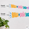 senefa educativa adhesiva amb paraules i colors per decorar parets d’aules i escoles