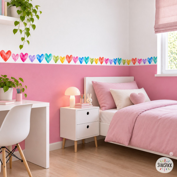 Decorative Border with Colourful Hearts | Girls’ Bedroom Decor