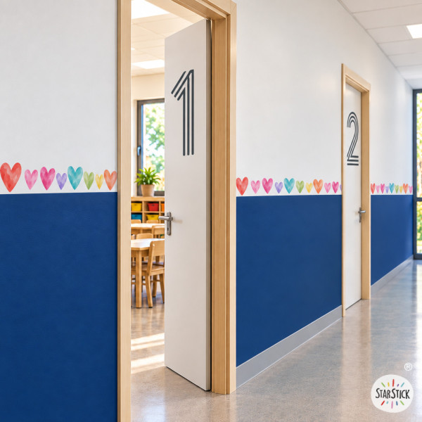 Decorative Border with Colourful Hearts | Girls’ Bedroom Decor