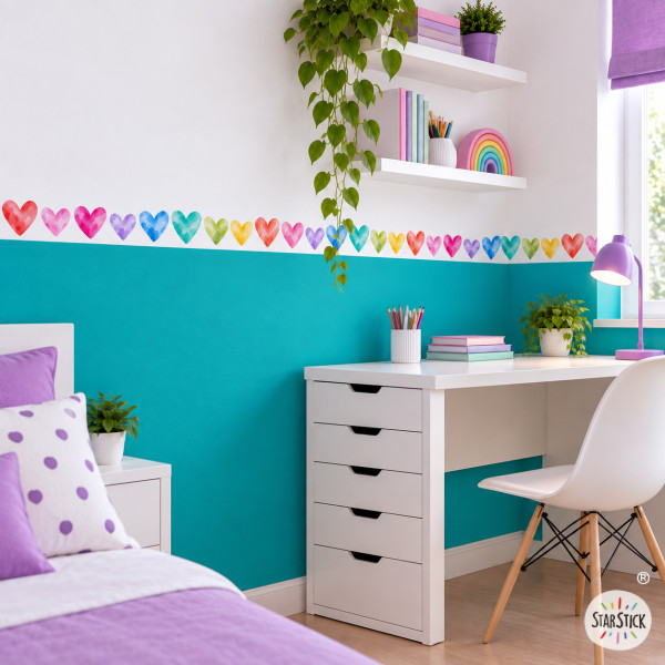 Sanefa decorativa amb cors de colors | Decoració d’habitacions de nena