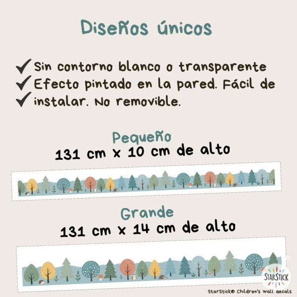 Cenefa decorativa infantil Bosque con animales