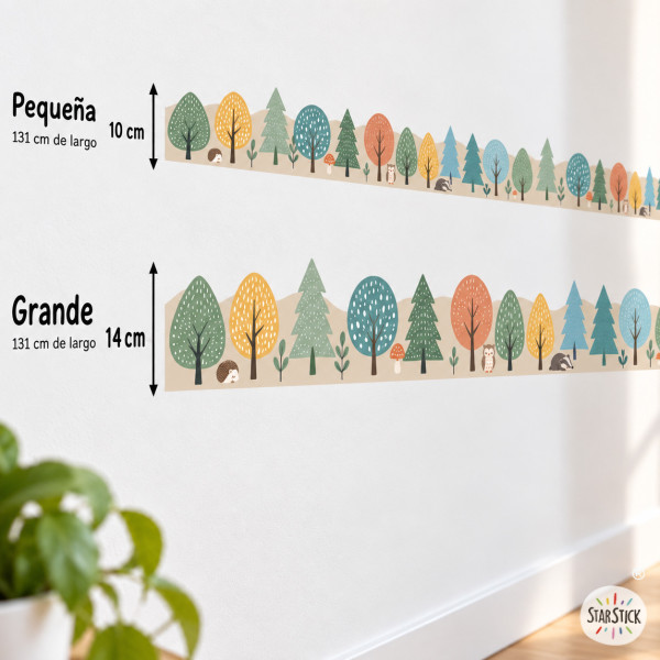 Cenefa decorativa infantil Bosque con animales