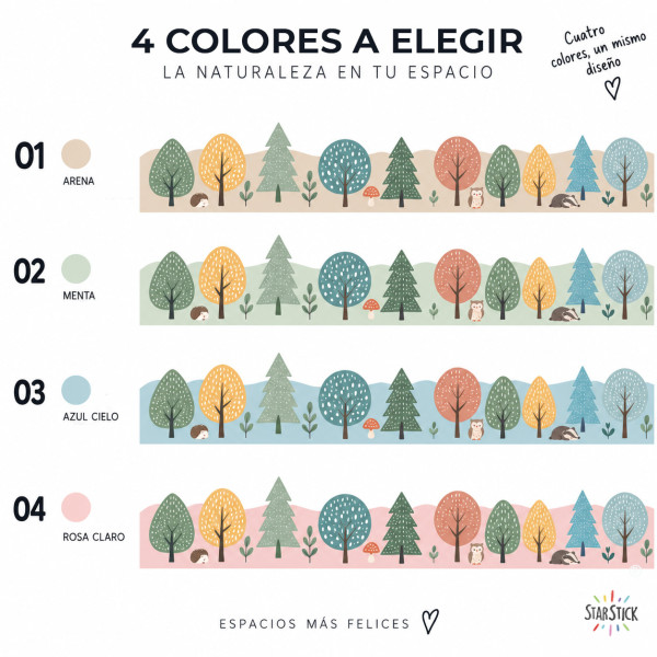 Cenefa decorativa infantil Bosque con animales