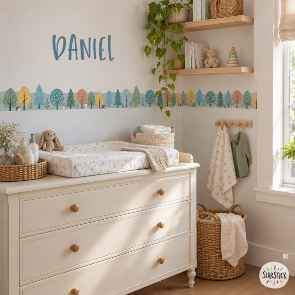 Cenefa decorativa infantil Bosque con animales