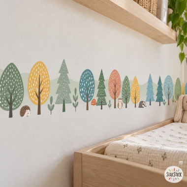 Cenefa decorativa infantil Bosque con animales