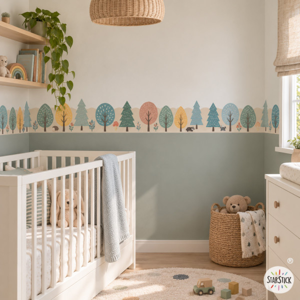 Cenefa decorativa infantil Bosque con animales