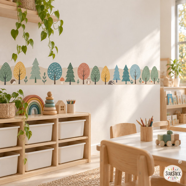 Cenefa decorativa infantil Bosque con animales