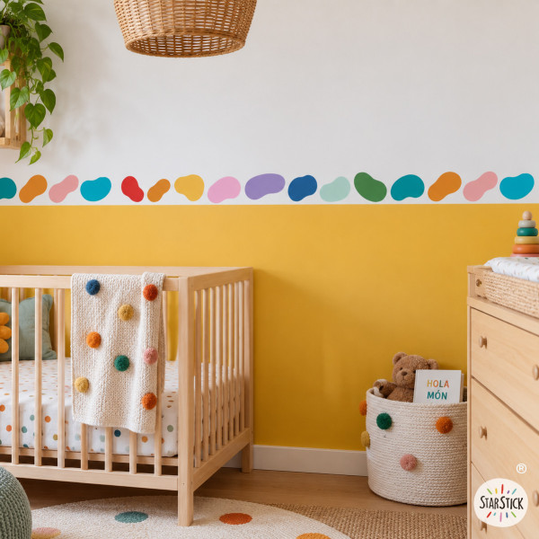 Cenefa decorativa de pared pinceladas Multicolor | Decoración moderna