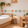 Cenefa autoadhesiva con flores en tonos Boho| Decoración infantil