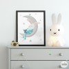 Imprimé décoratif - Lapin lisant sur la lune