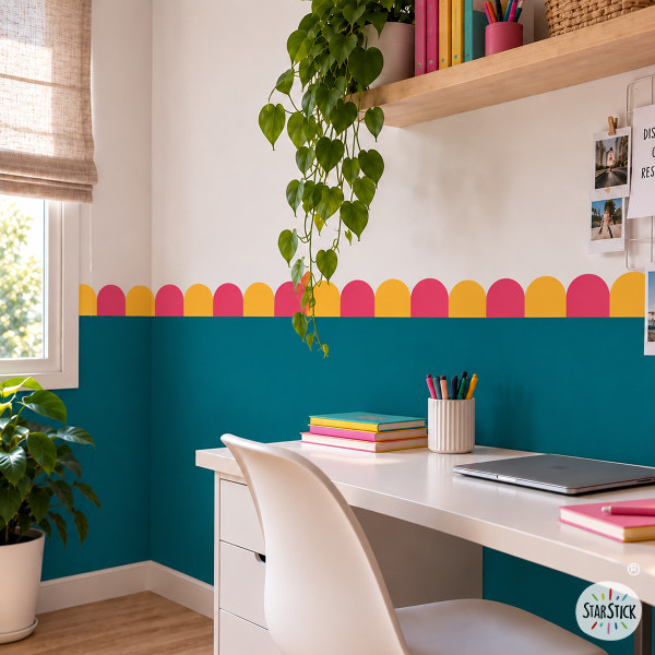 Scallops Arches Adhesive Border | Two Customisable Colours