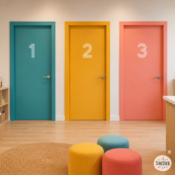 Vinilos para puertas y señalización de espacios públicos | Números lineales