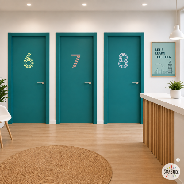 Vinilos para puertas y señalización de espacios públicos | Números lineales