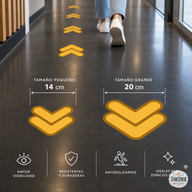 Doubles flèches adhésives pour sol personnalisables en couleur | Signalétique des espaces publics