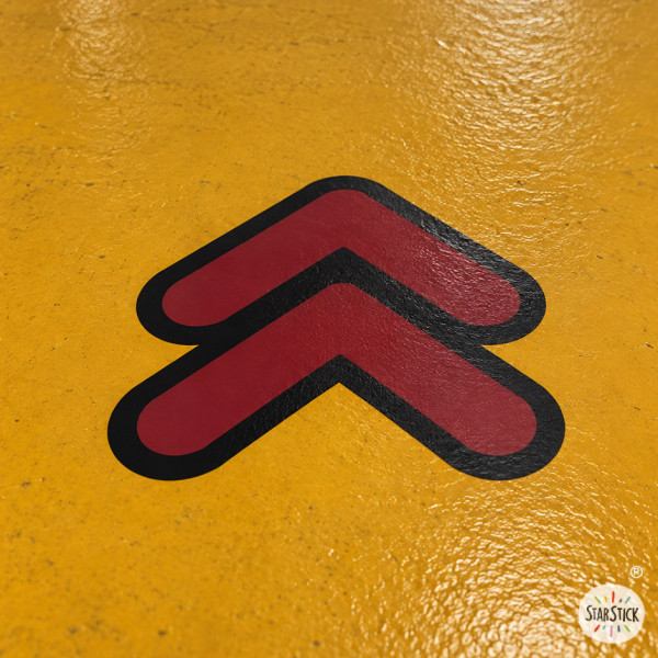 Flechas dobles autoadhesivas para suelo personalizables en color | Señalización de espacios públicos