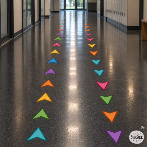 Customizable Self-Adhesive Triangular Floor Arrows | Space Signage