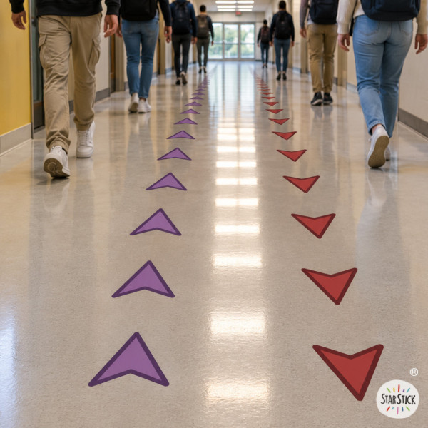 Customizable Self-Adhesive Triangular Floor Arrows | Space Signage