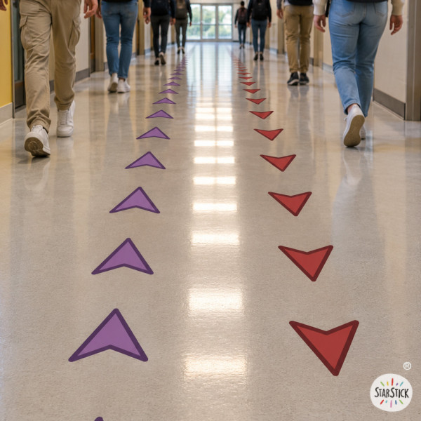 Flèches triangulaires adhésives pour sol personnalisables en couleur | Signalétique des espaces