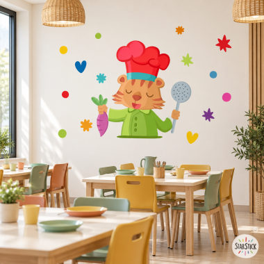 Décorez la cantine scolaire ! Tigre chef - Sticker décoratif