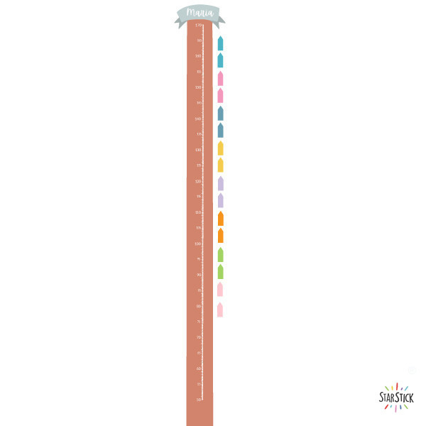 Personalized children’s height chart sticker with name and colors