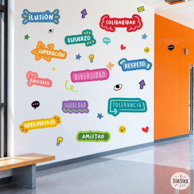 Vinilo educativo valores y motivación – Mural decorativo para aulas y colegios
