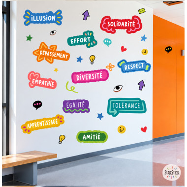 Vinil educatiu valors i motivació – Mural decoratiu per aules i escoles