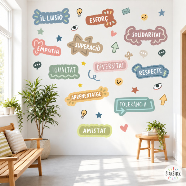 Educational sticker about values and motivation in soft colours