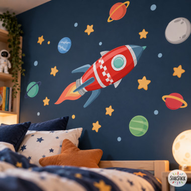 Vinil infantil coet espacial – Decoració de paret per habitació de nens