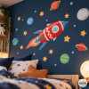 Vinilos infantiles cohete espacial – Decoración de pared para habitación de niños