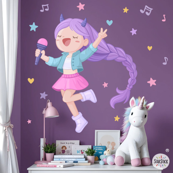 Vinil infantil nena Guerrera K-Pop per decorar l'habitació infantil