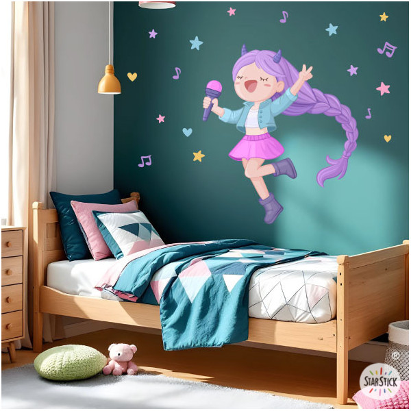 Vinilo infantil niña Guerrera K-Pop para decorar la habitación infantil
