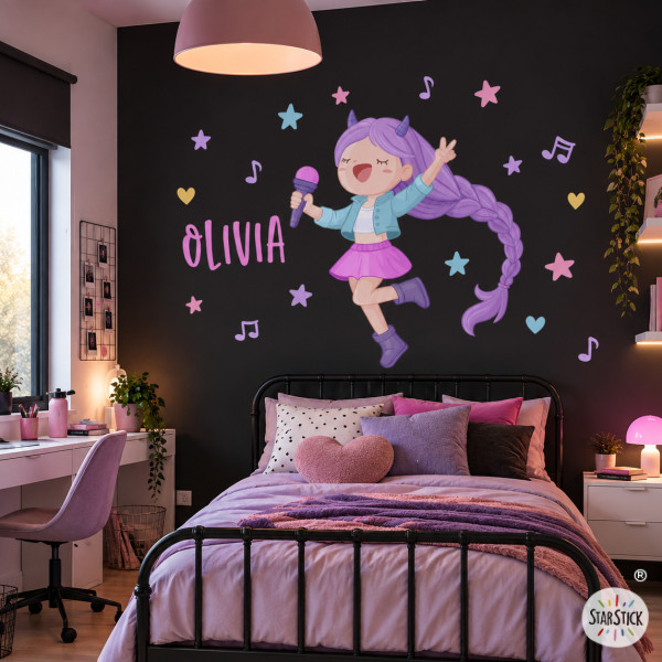 Vinilo infantil niña Guerrera K-Pop para decorar la habitación infantil