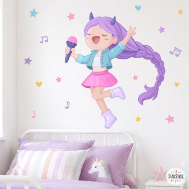 Vinilo infantil niña Guerrera K-Pop para decorar la habitación infantil