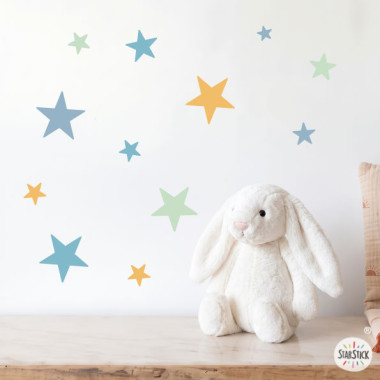 85 étoiles Bleu et orange - Stickers décoratifs pour espaces enfants