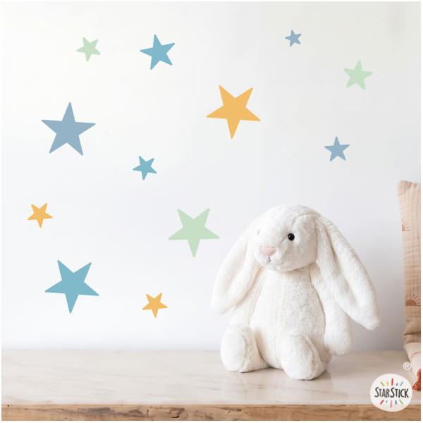 85 estrellas Azul y naranja - Vinilos decorativos para espacios infantiles