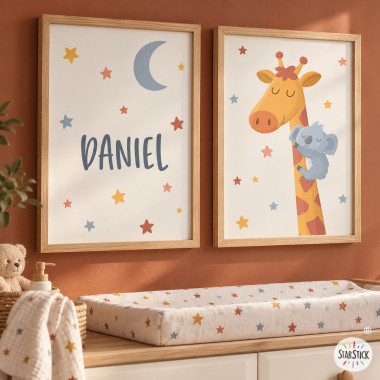 Làmines infantils personalitzables - Girafa amb koala