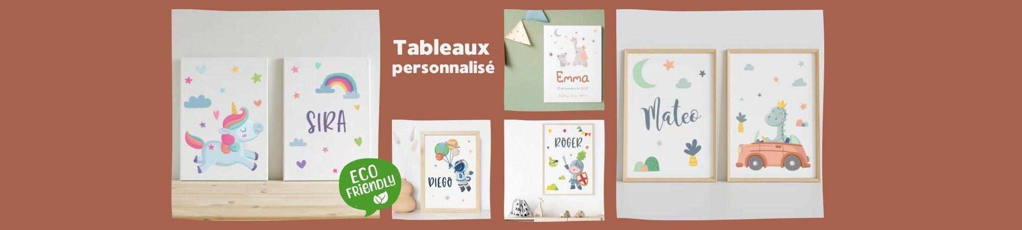 Tableaux et Affiches pour enfants persoanlisables pour bébés et enfants originaux, jolis et décoratifs.