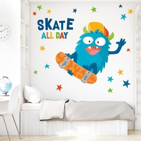 Sticker enfant Monster skater - Stickers amusants et originaux pour les enfants