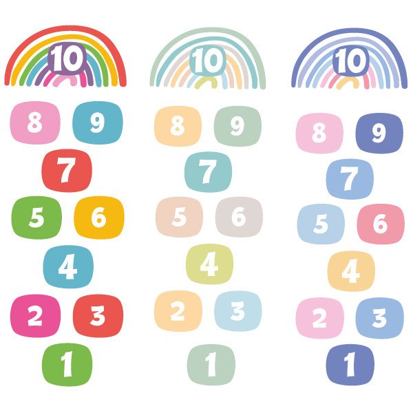 10 Autocollants Sol Jeu De Marelle - Chiffres Colorés PVC, 20x20 Cm, Pour Chambre Enfant, Salle De Jeux